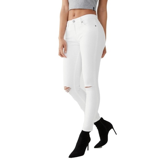 True Religion Jennie Curvy Mid Rise Skinny Distressed Skinny Jeans Size 28 (6)